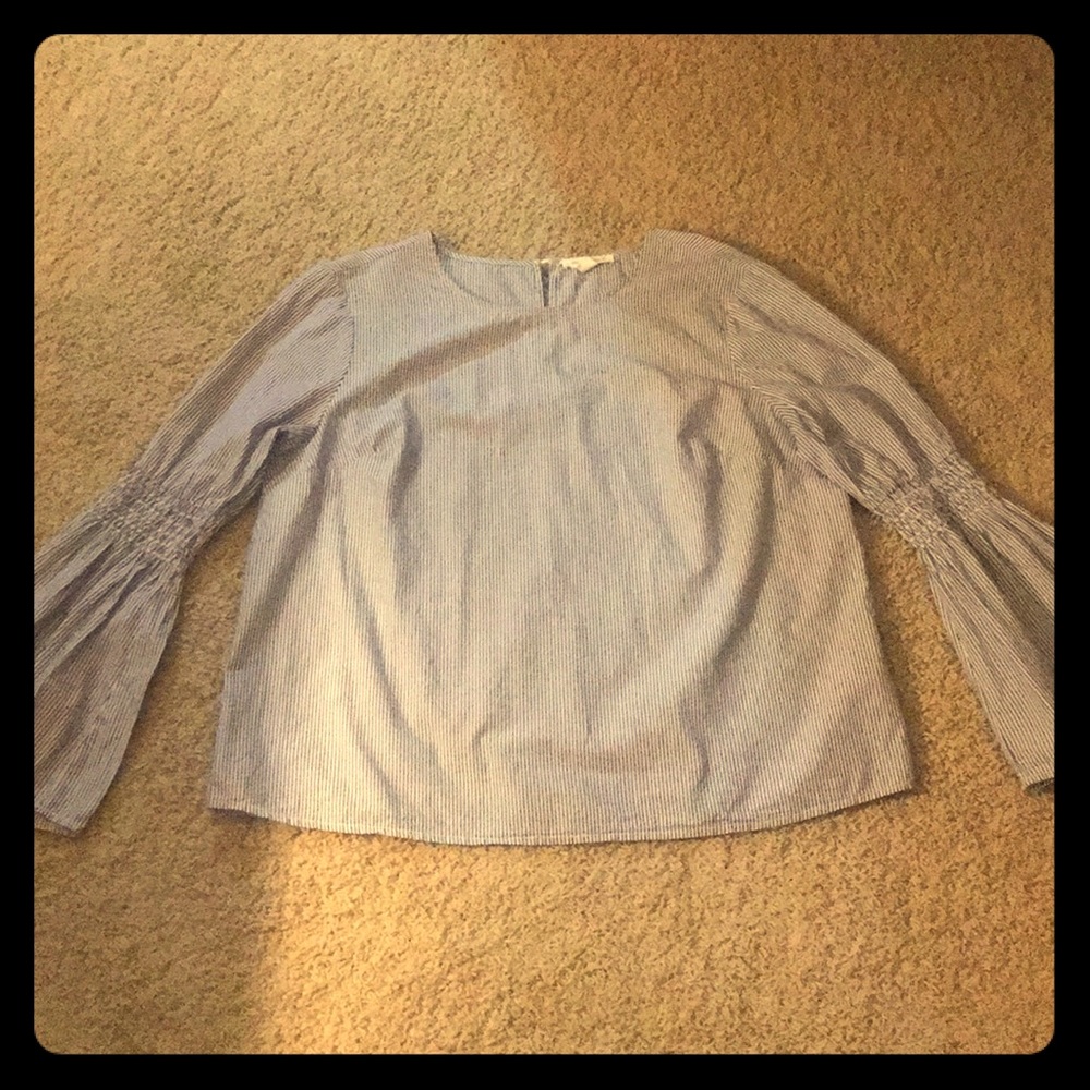 Blue and white stripe cotton shirt